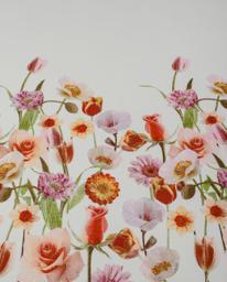 Штапель Купон двусторонний  цветы на белом