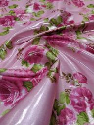 Атлас Диско Цветы розовый