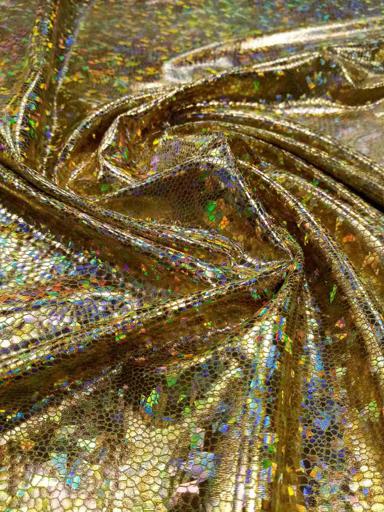 Трикотаж Диско Голограмма золото крупное