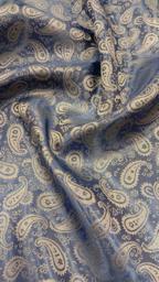 Подкладочная жаккардовая поливискоза Пейсли синяя/бледно-жёлтая
