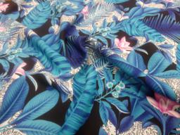 Штапель тропики синий на черном