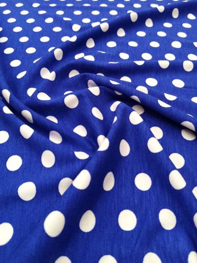 Трикотаж вискоза белый горох на синем