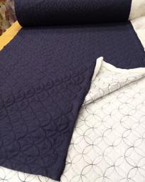 Подкладочная стёганая матовая Круги синяя