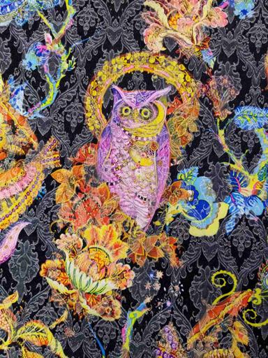 Жаккард-хлопок Птицы чёрный