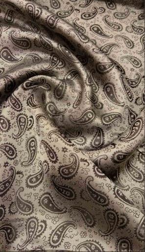 Подкладочная жаккардовая поливискоза Пейсли шоколадная/молочная