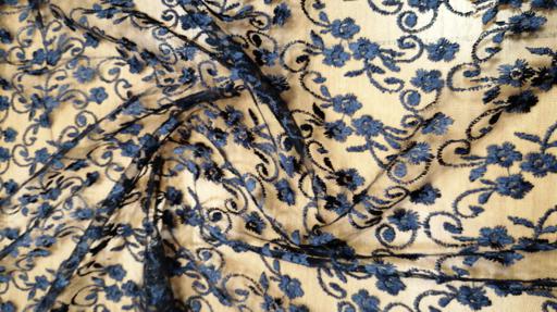 Гипюр Индонезия тёмно-синий M