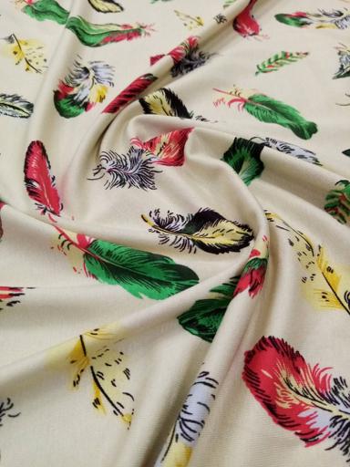 Трикотаж вискоза пёрышки на бежевом