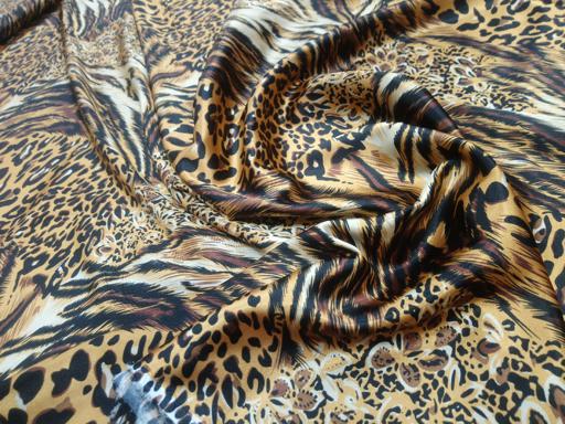 Атлас стрейч бежевый/коричневый/чёрный