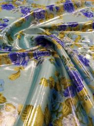 Атлас Диско Цветы голубой