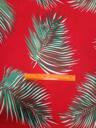 Штапель растительный рисунок зеленый на красном