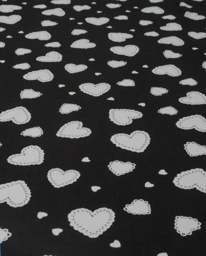 Штапель Белые сердечки на черном